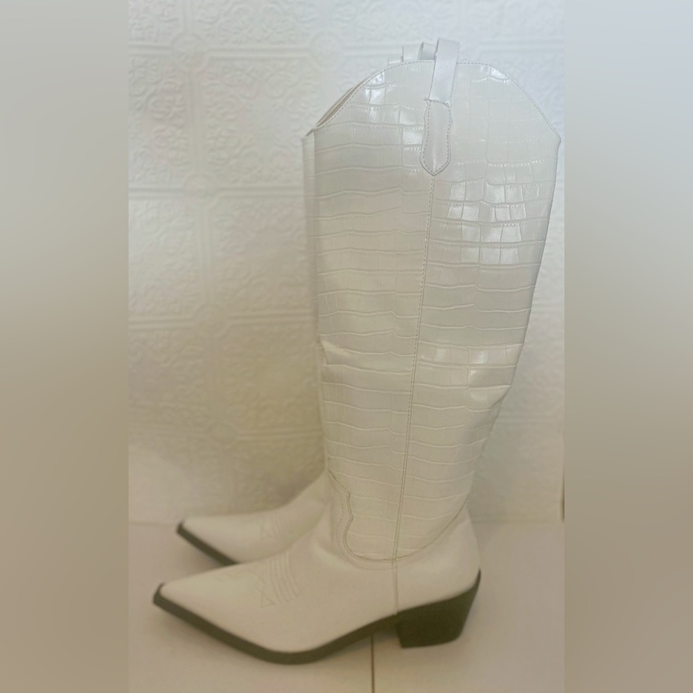 White leather cowboy boots